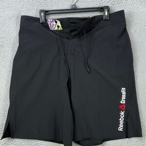 Reebok‎ Crossfit Swim Trunks Men 33 Black Drawstring Board Shorts Stretch Pocket